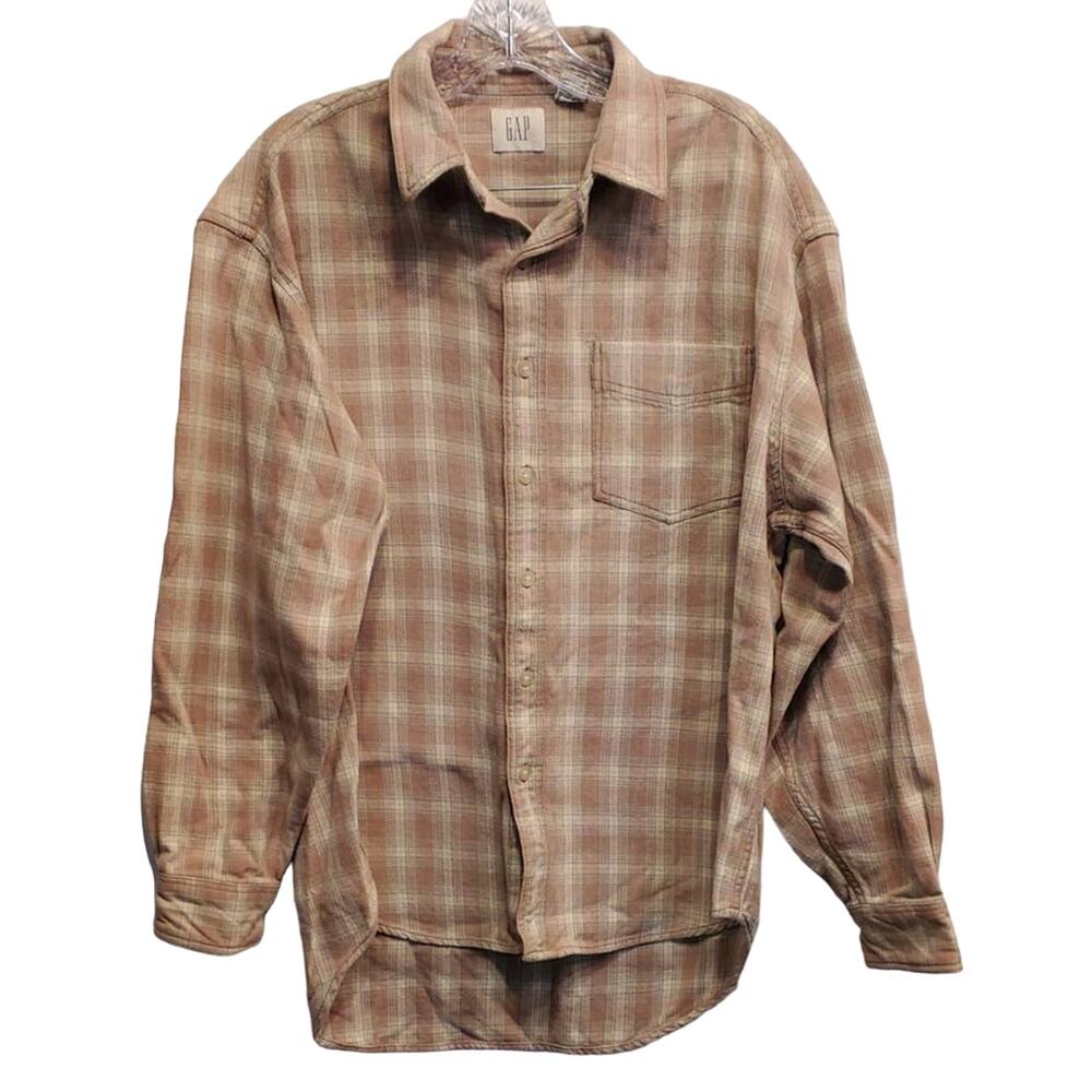 GAP Flannel Thick Button Down Plaid Women's Long Sleeve Cabin Shacket Large